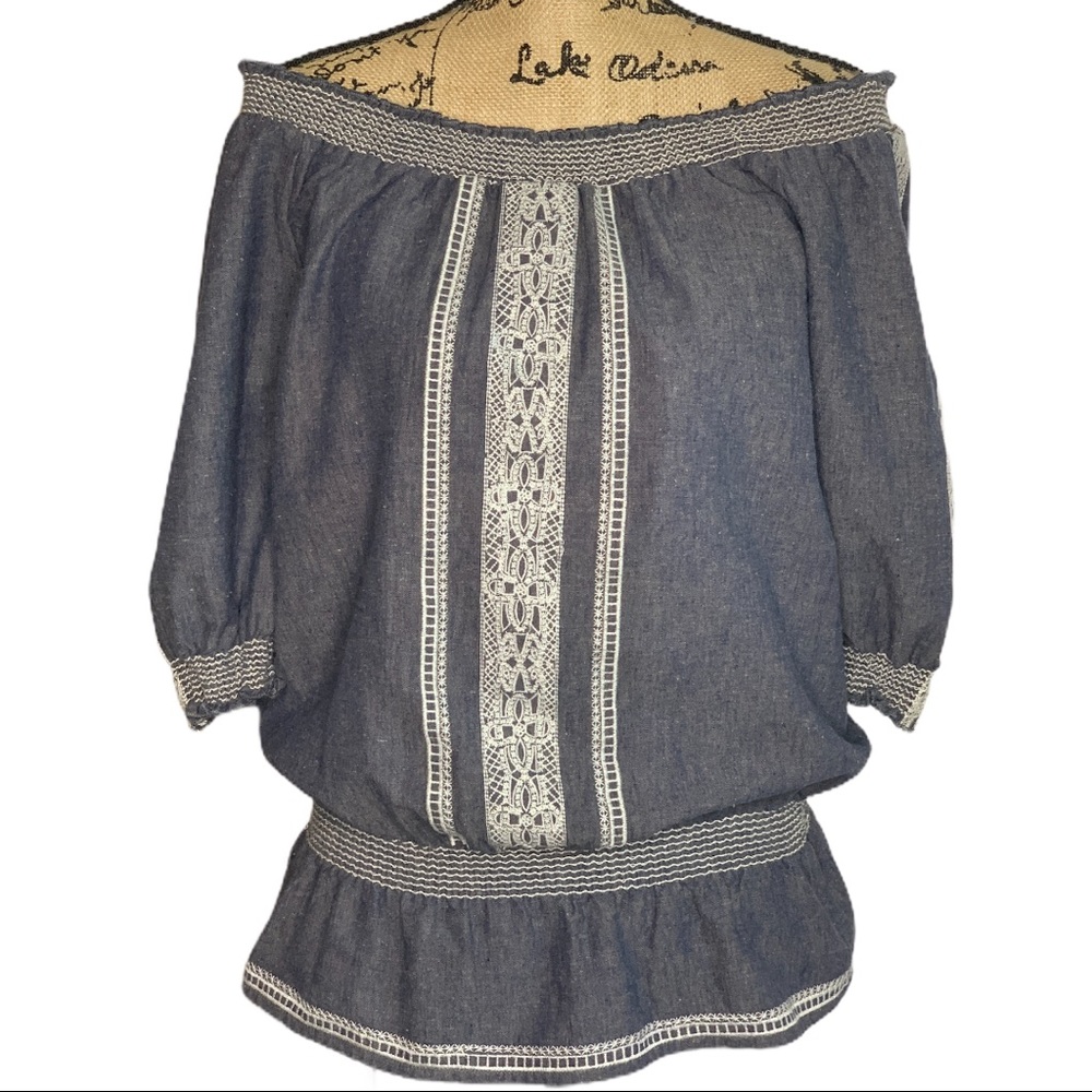 Hazel Woman’s Off The Shoulder Embroidered Top